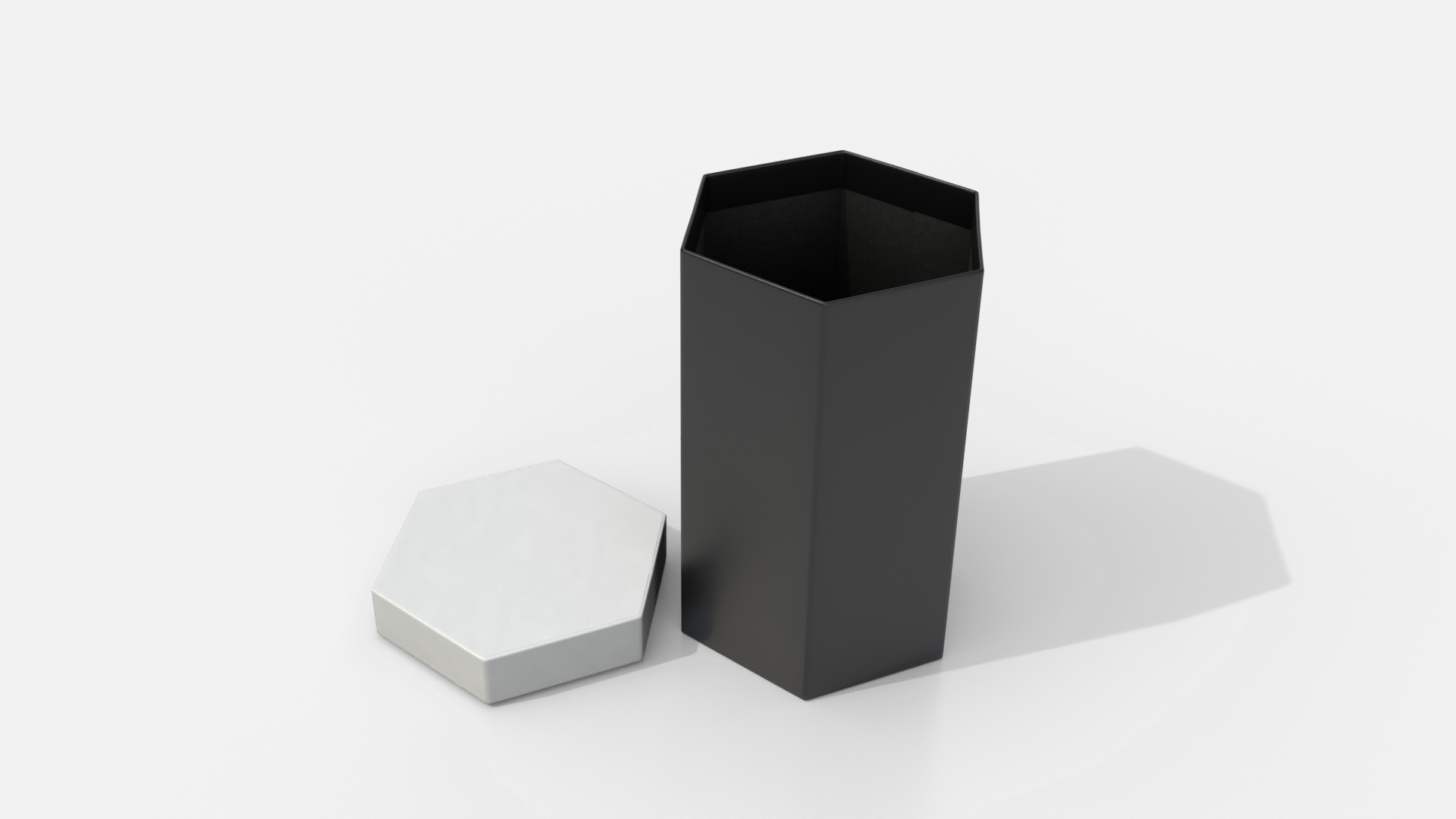 Rigid Box - Tall Hexagon with Lift-Off Lid 3D Model