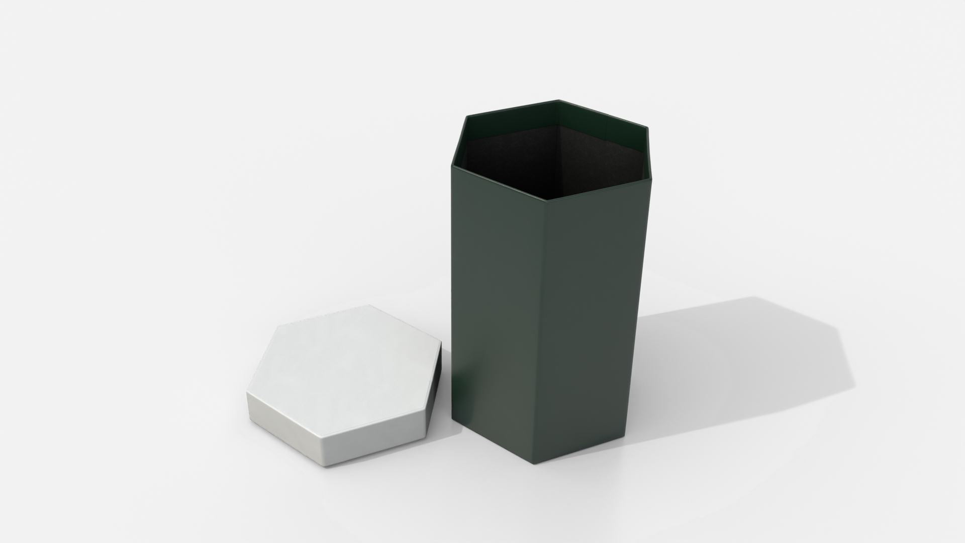 Rigid Box - Tall Hexagon with Lift-Off Lid 3D Model