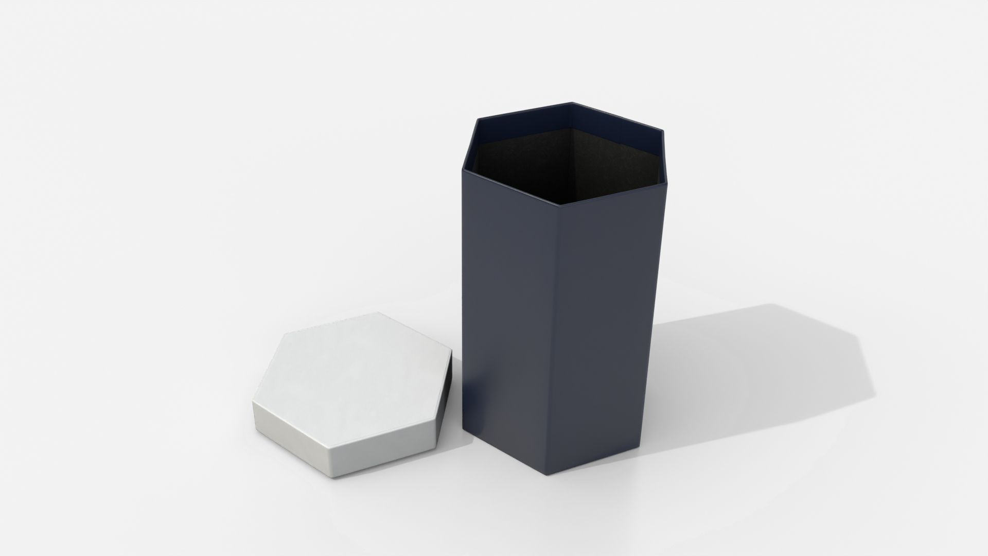 Rigid Box - Tall Hexagon with Lift-Off Lid 3D Model