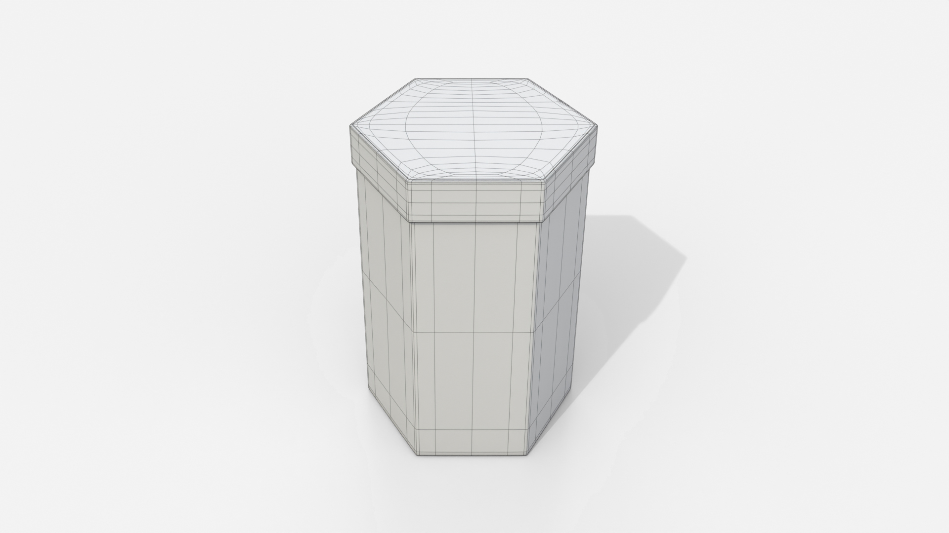 Rigid Box - Tall Hexagon with Lift-Off Lid 3D Model