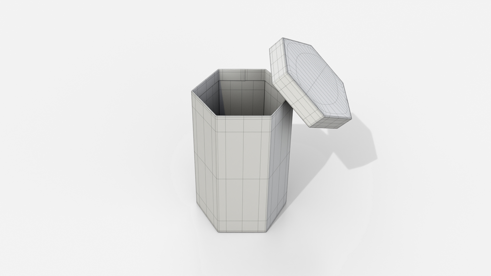 Rigid Box - Tall Hexagon with Lift-Off Lid 3D Model