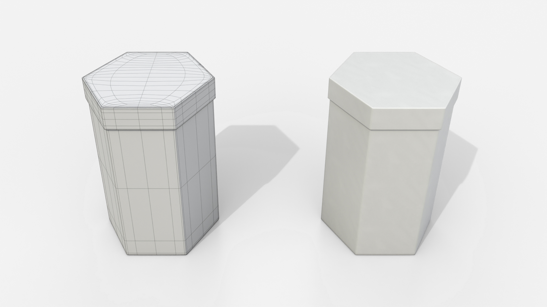 Rigid Box - Tall Hexagon with Lift-Off Lid 3D Model