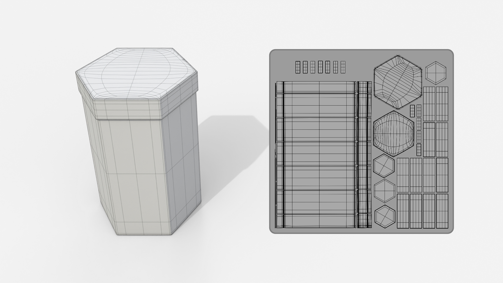 Rigid Box - Tall Hexagon with Lift-Off Lid 3D Model