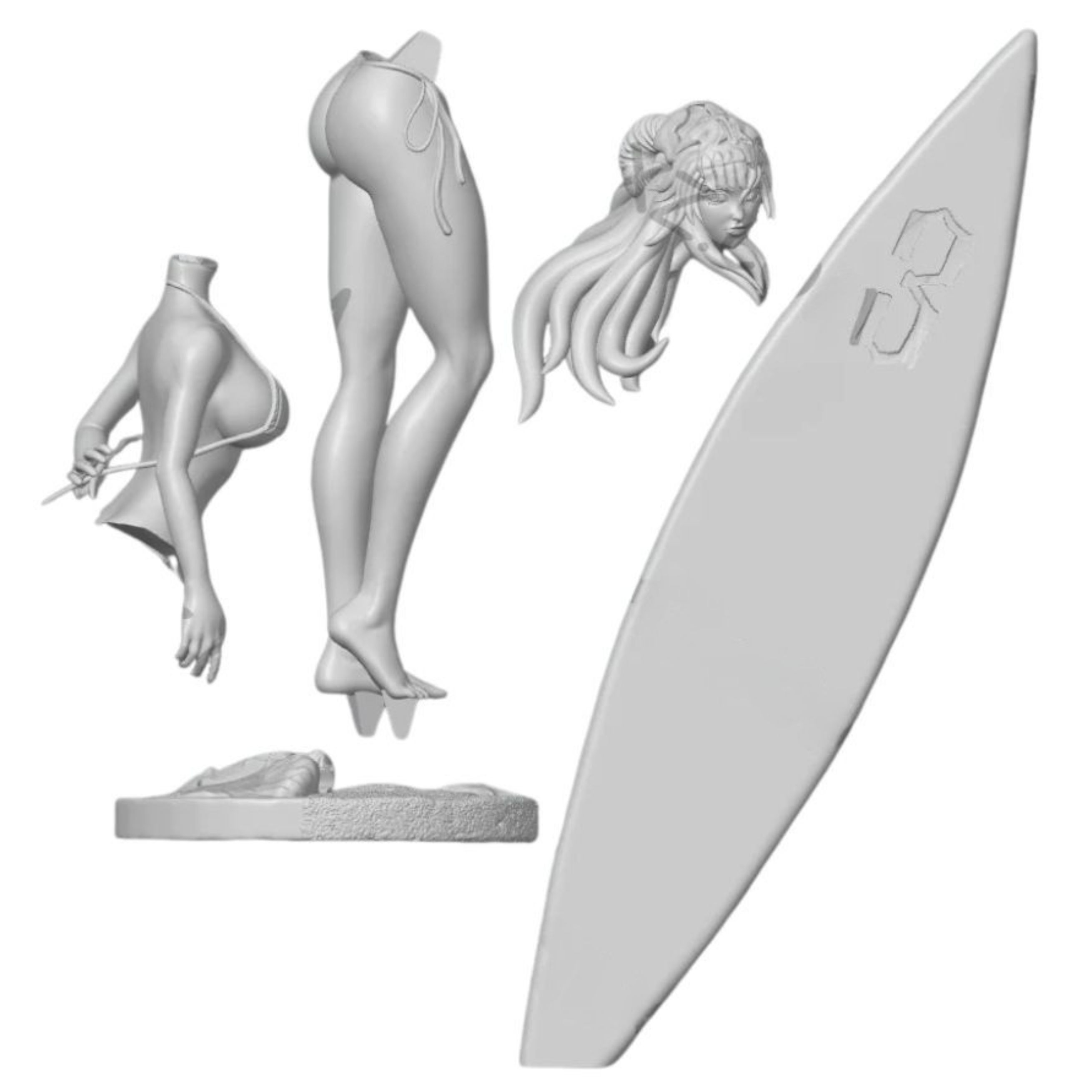 Bleach Nelliel Surfer Girls 3D Print Model 3D Model