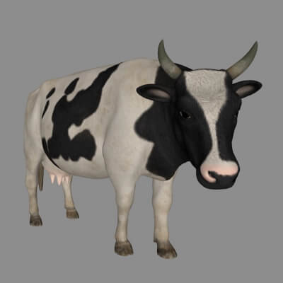 Realistic Black and White Cow Sculpture 3D Print Model