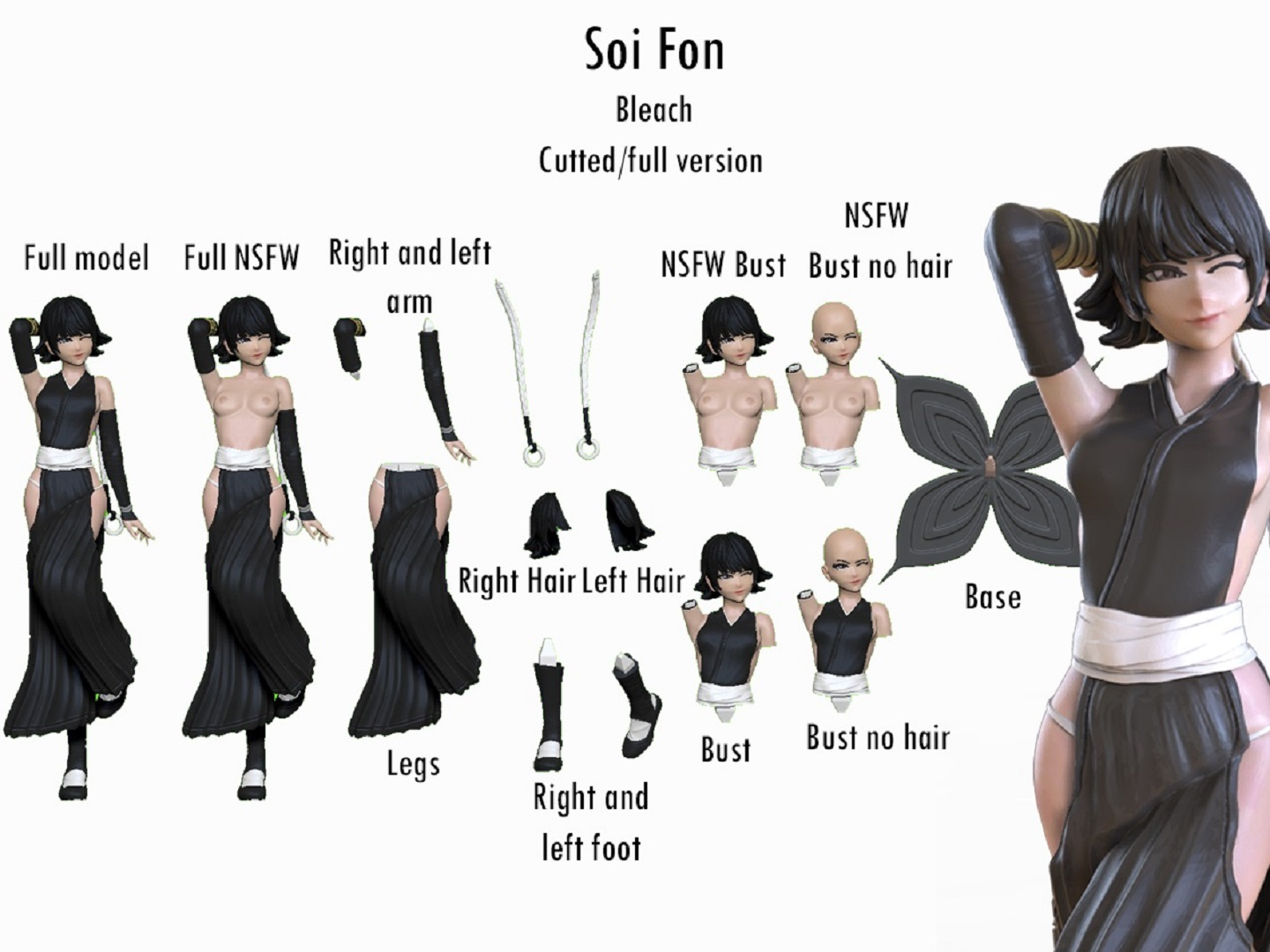 Soifon From Bleach Sculpture 3D Print Model 3D Model