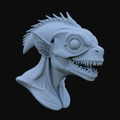 Alien Fish Bust 3D STL Printable 3D Model STL 3D Print