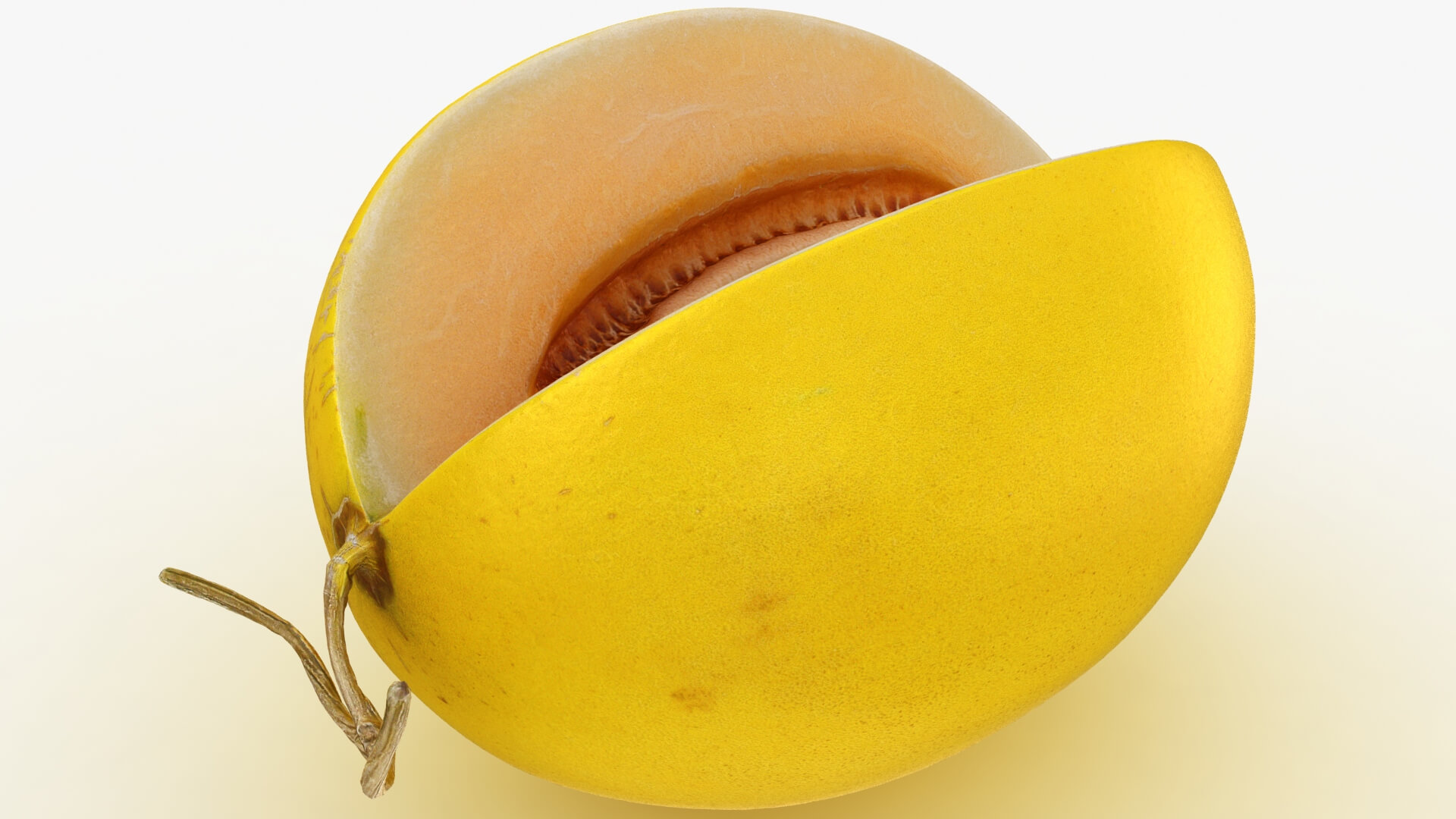 Golden Cantaloupe Cut 3D Model