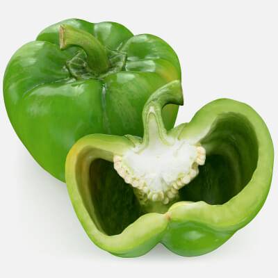 Green Bell Pepper Whole and Half