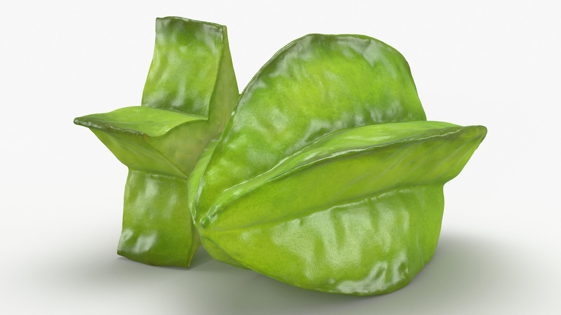 Green Star Fruit and Slice 3D Model