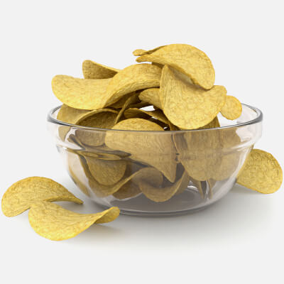 Pringles Chips in Glass Bowl