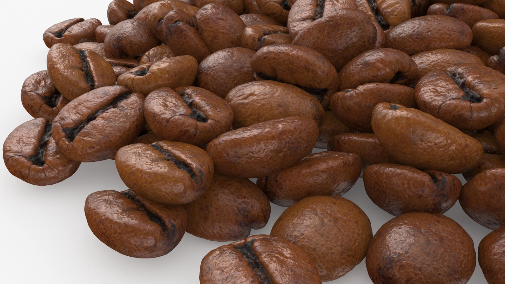 Scattered Coffee Beans 3D Model