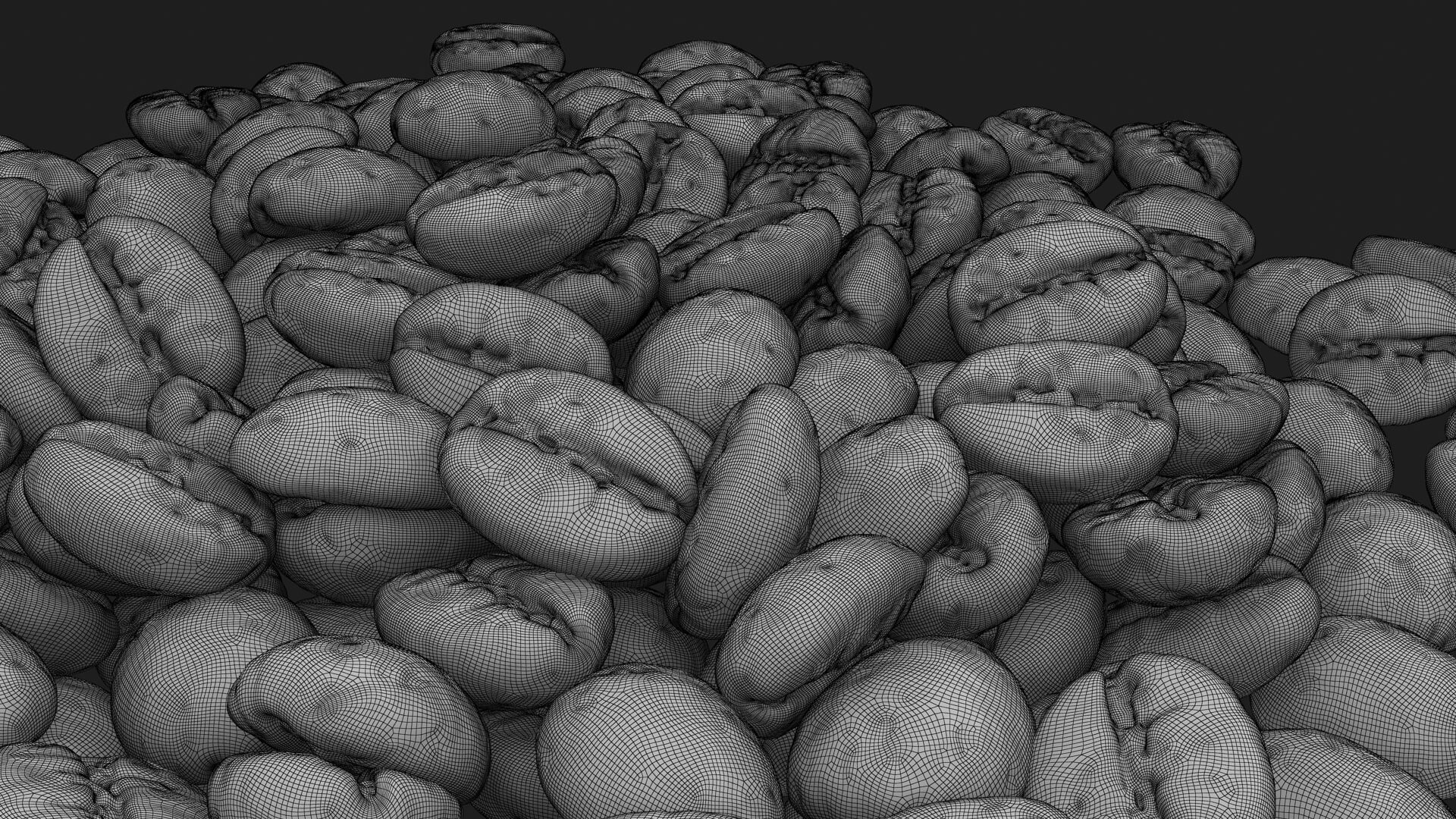 Scattered Coffee Beans 3D Model