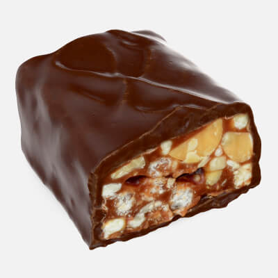 Snickers Almond Dark Chocolate Bar Cut