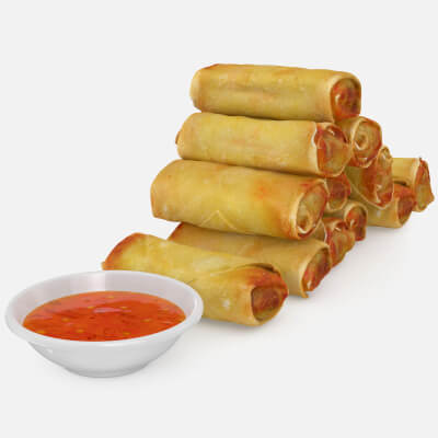 Spring Rolls with Chili Sauce