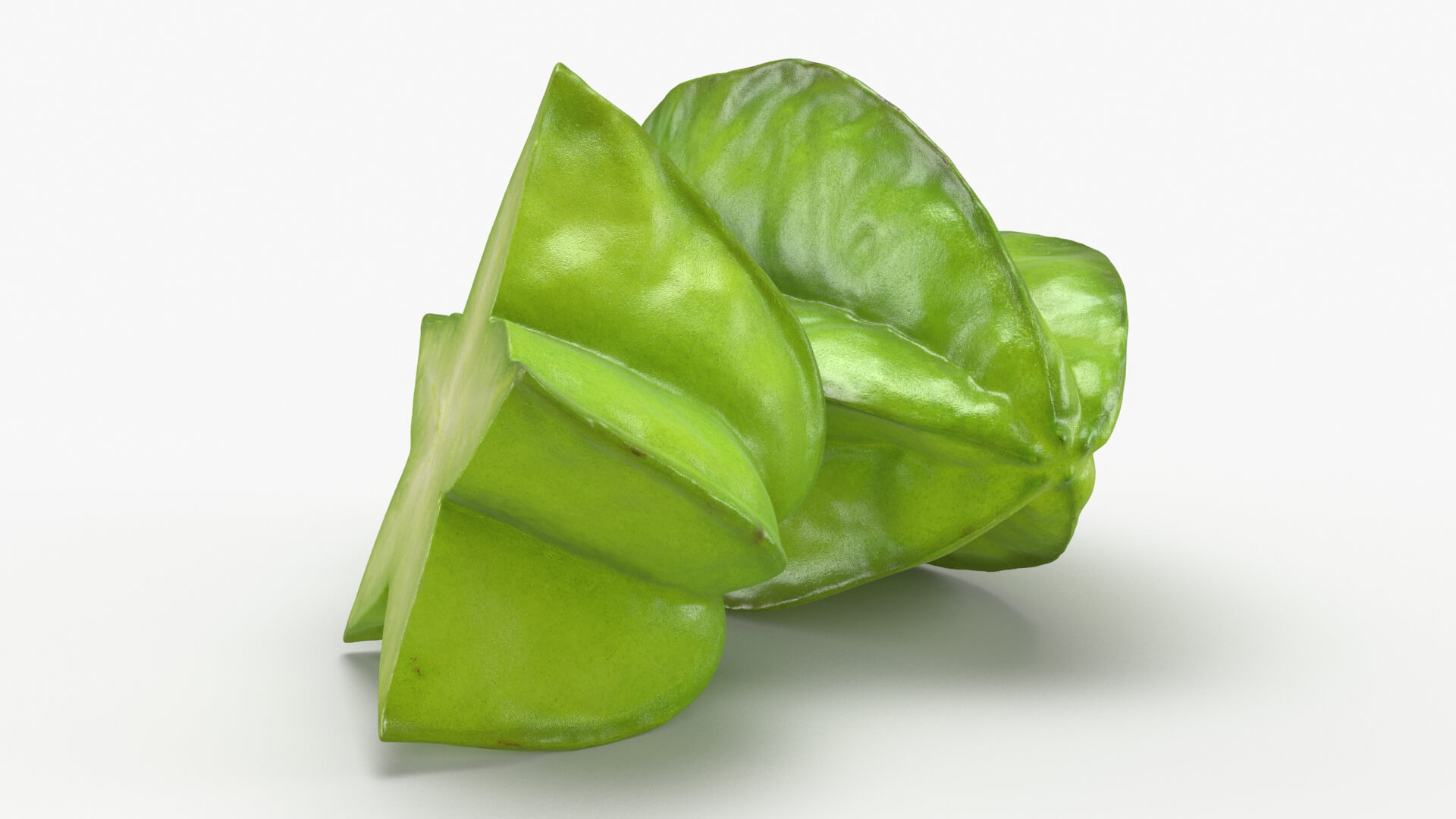 Whole and Cut Star Fruit 3D Model