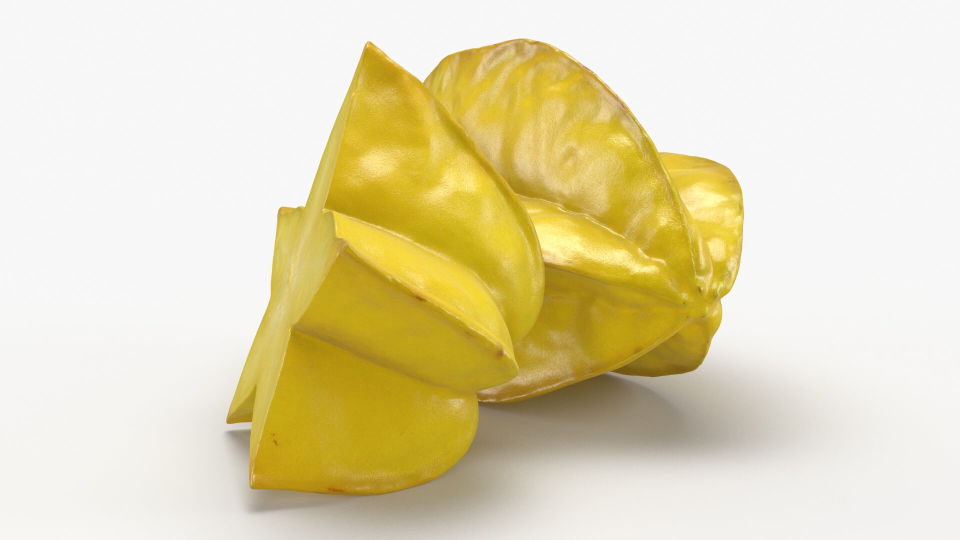 Whole and Cut Star Fruit 3D Model