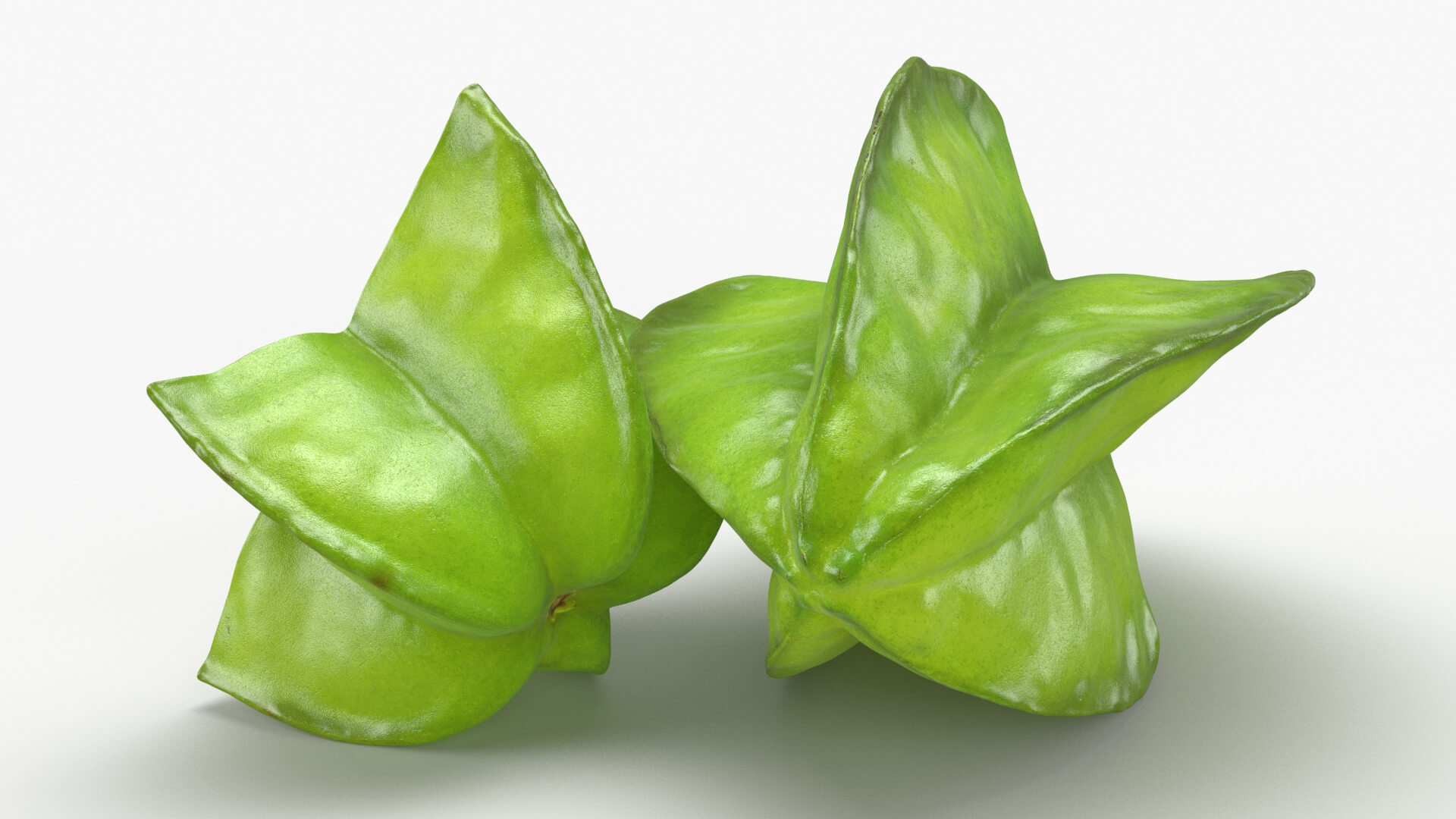 Whole and Cut Star Fruit 3D Model