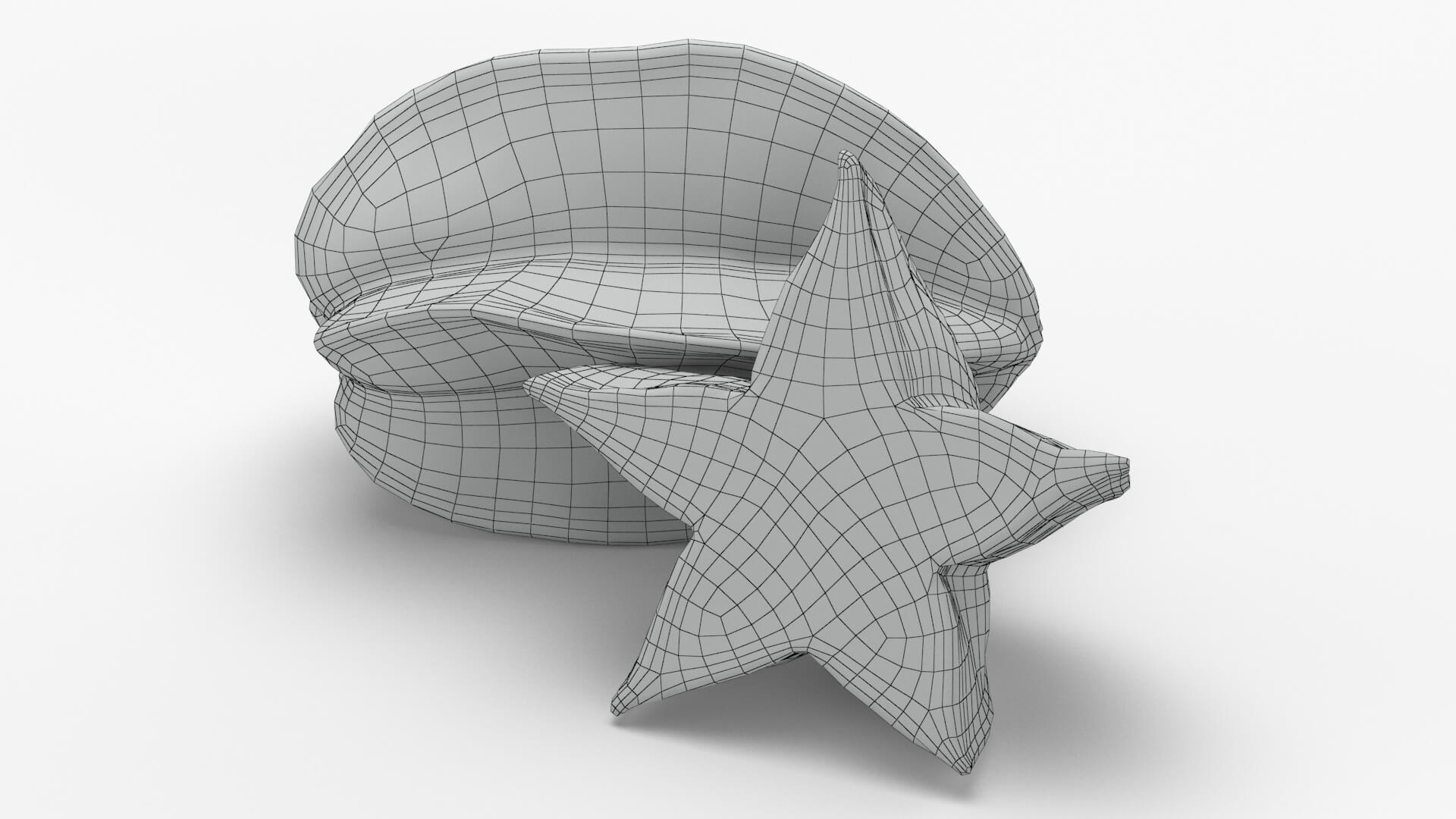 Whole and Cut Star Fruit 3D Model