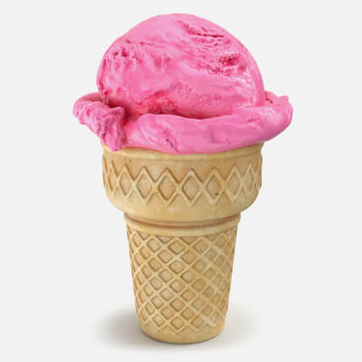 Strawberry Ice Cream Scoop Cone