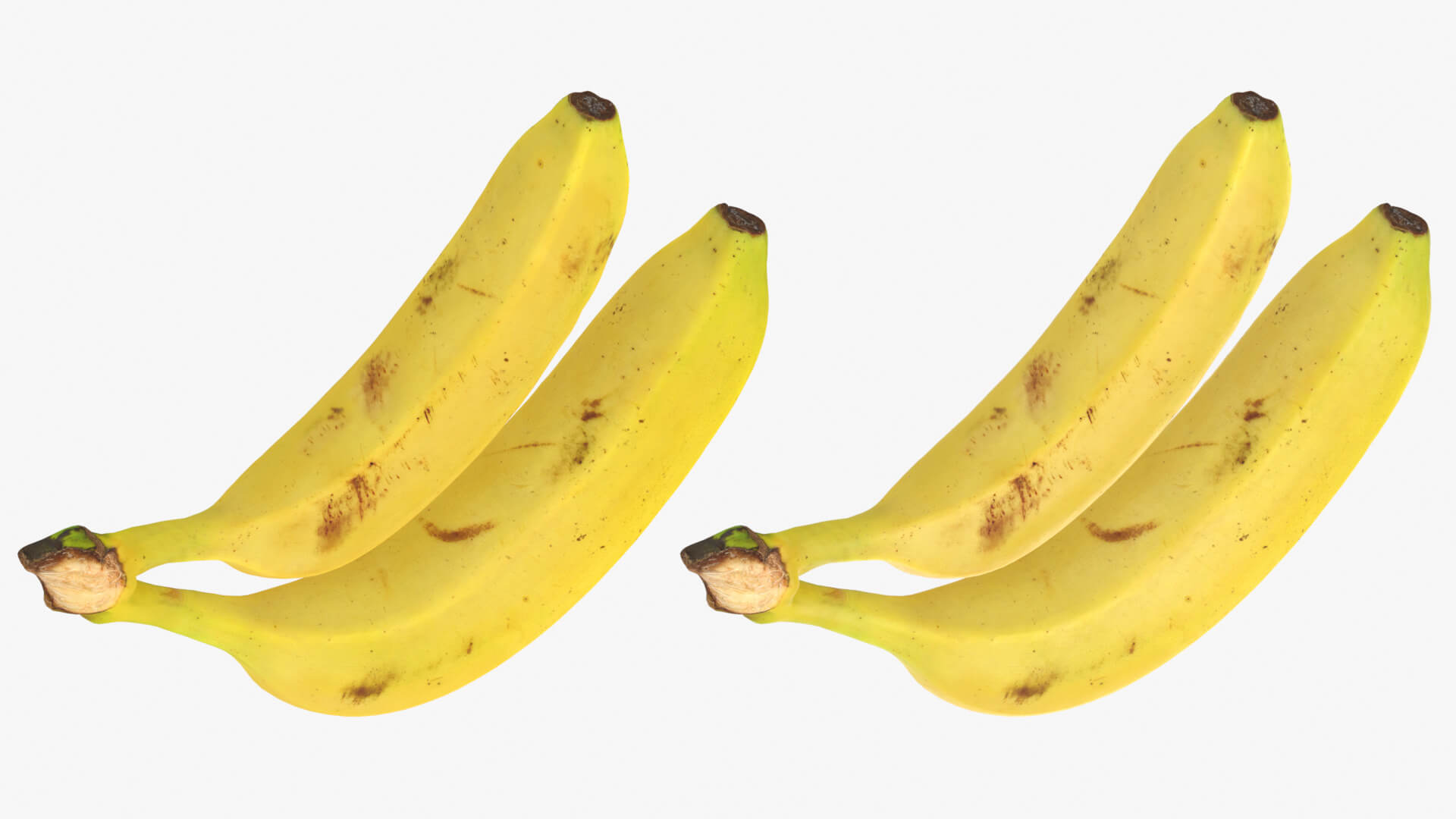 Two Fresh Yellow Bananas 3D Model