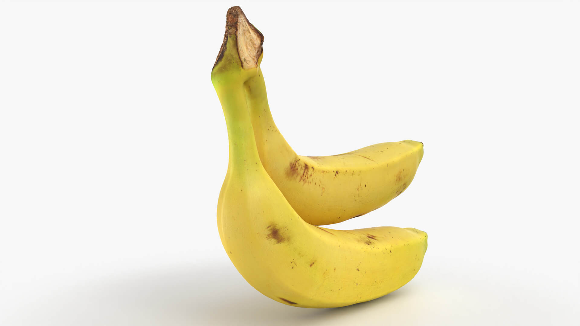 Two Fresh Yellow Bananas 3D Model