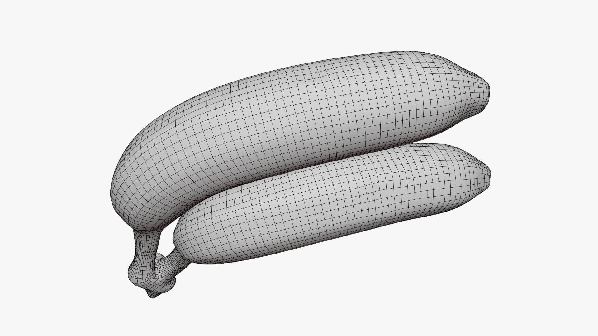 Two Fresh Yellow Bananas 3D Model