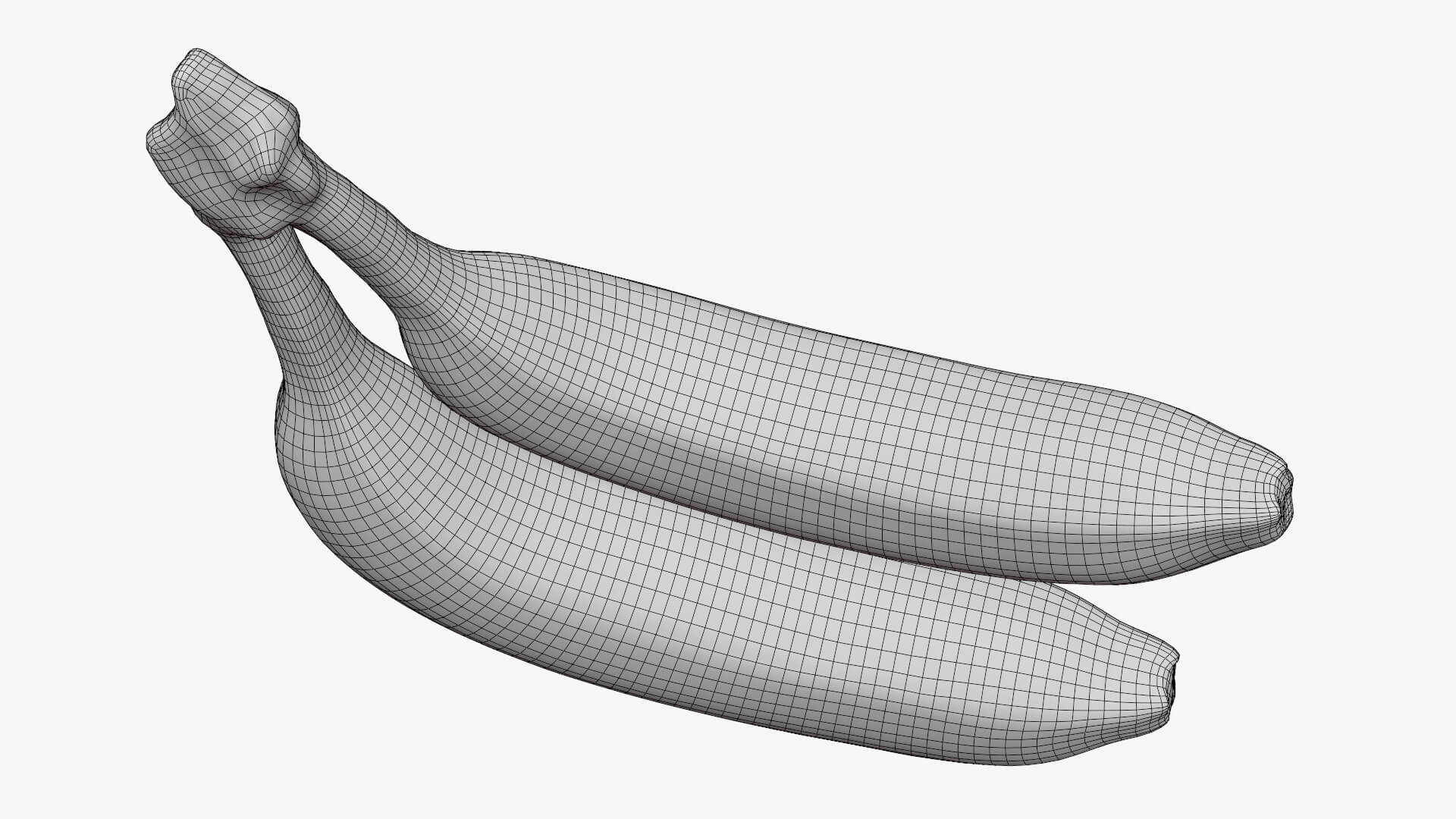 Two Fresh Yellow Bananas 3D Model