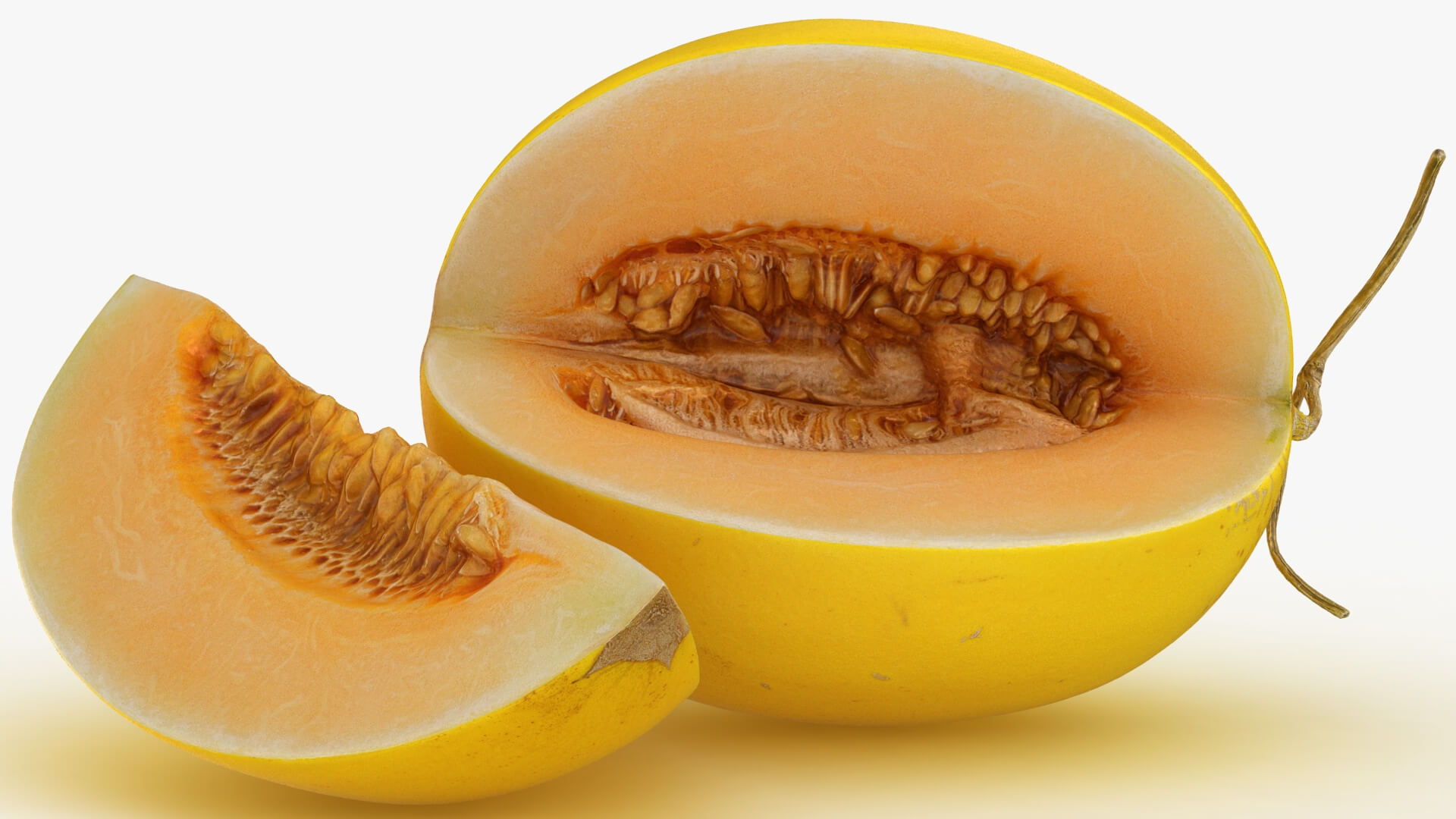 Two Sliced Golden Cantaloupe 3D Model