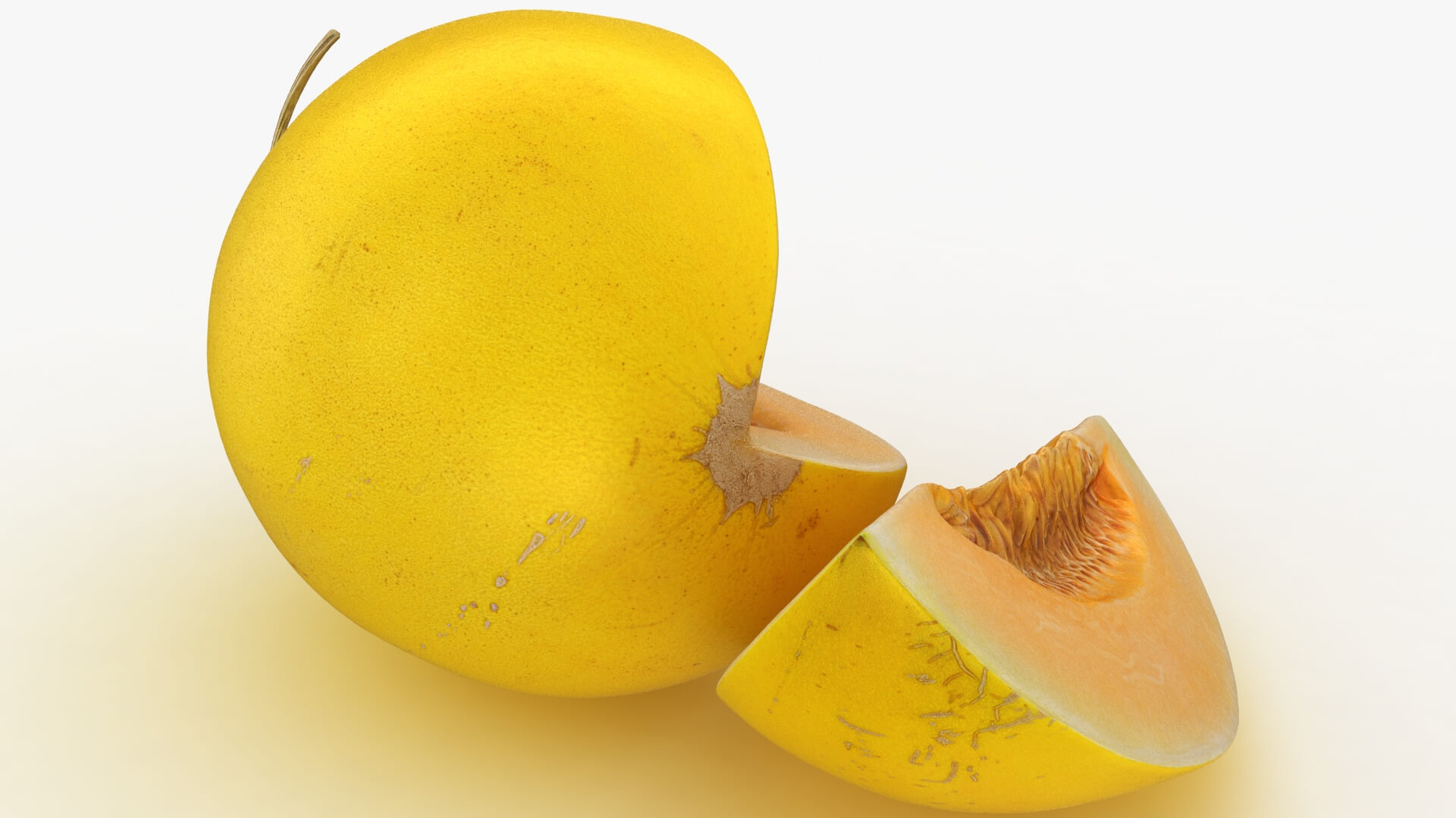 Two Sliced Golden Cantaloupe 3D Model