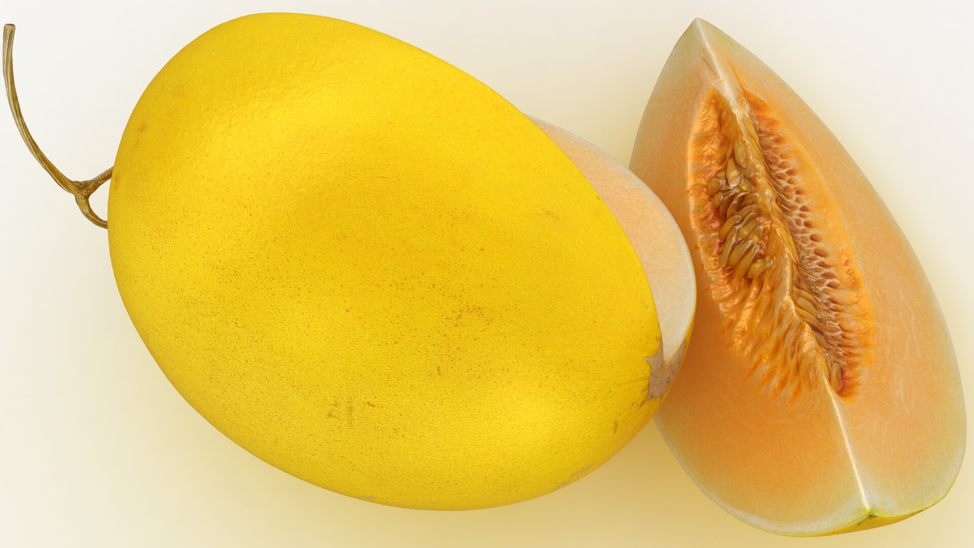 Two Sliced Golden Cantaloupe 3D Model