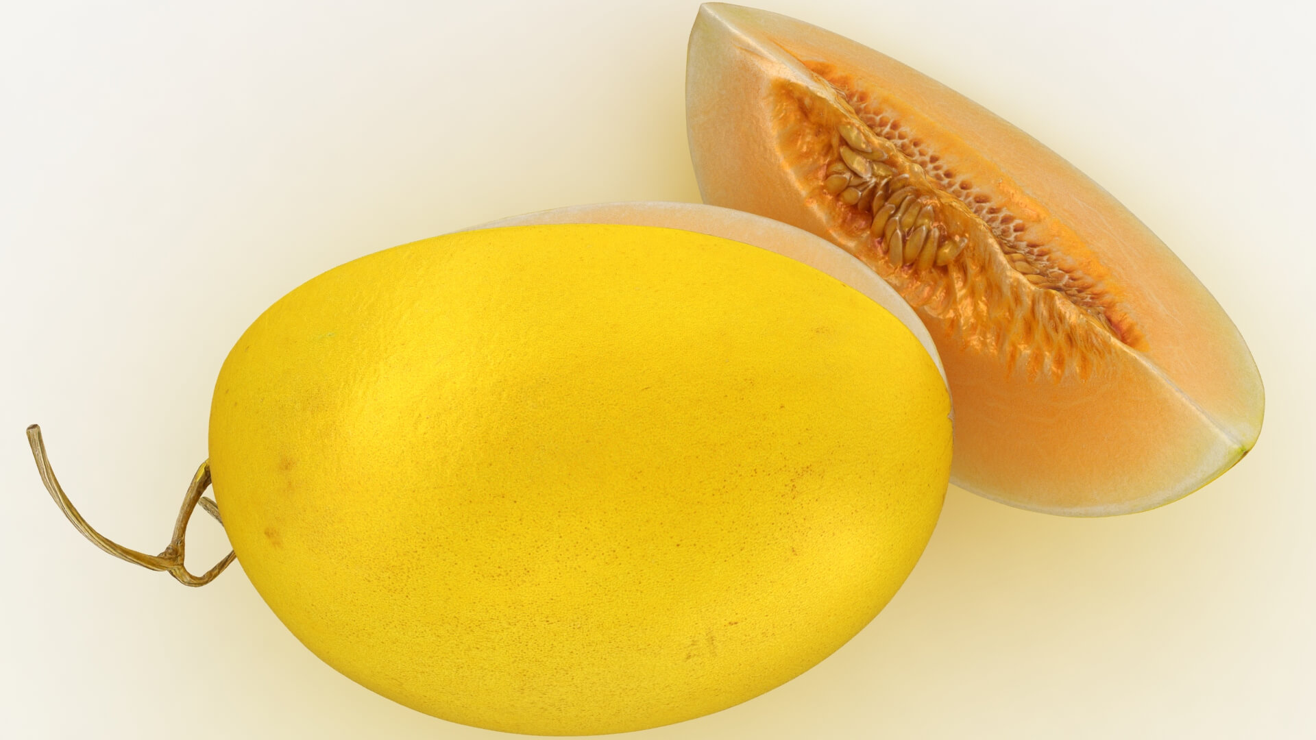 Two Sliced Golden Cantaloupe 3D Model
