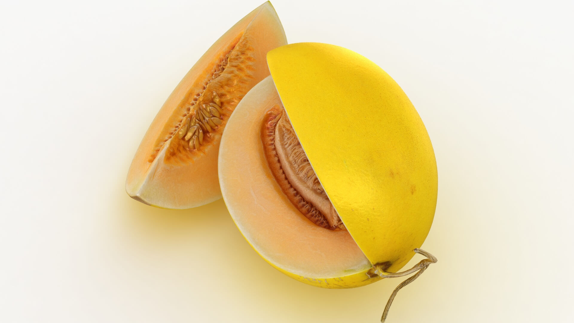 Two Sliced Golden Cantaloupe 3D Model