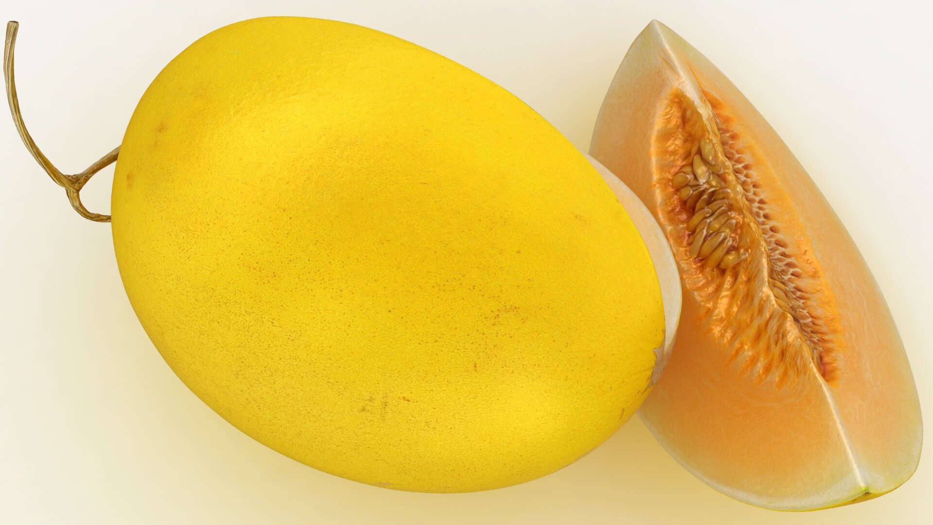 Two Sliced Golden Cantaloupe 3D Model