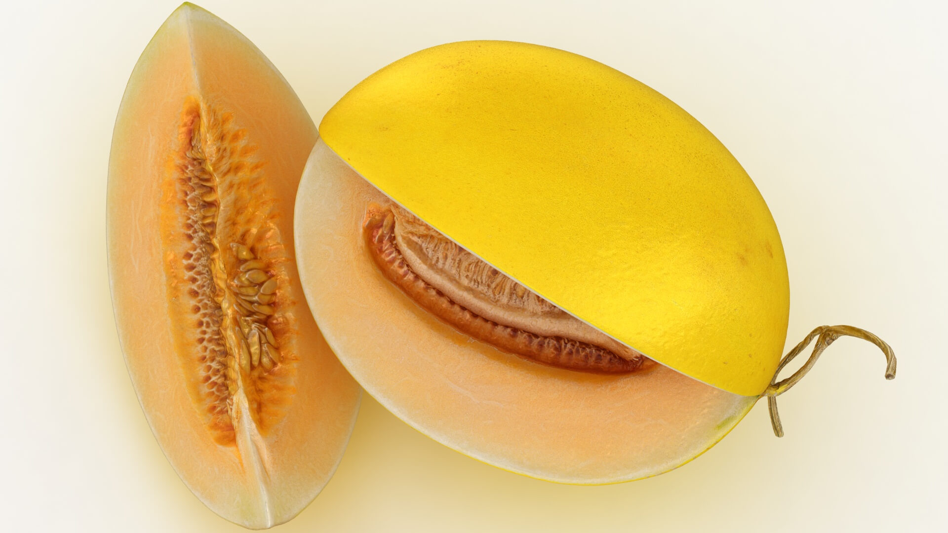 Two Sliced Golden Cantaloupe 3D Model