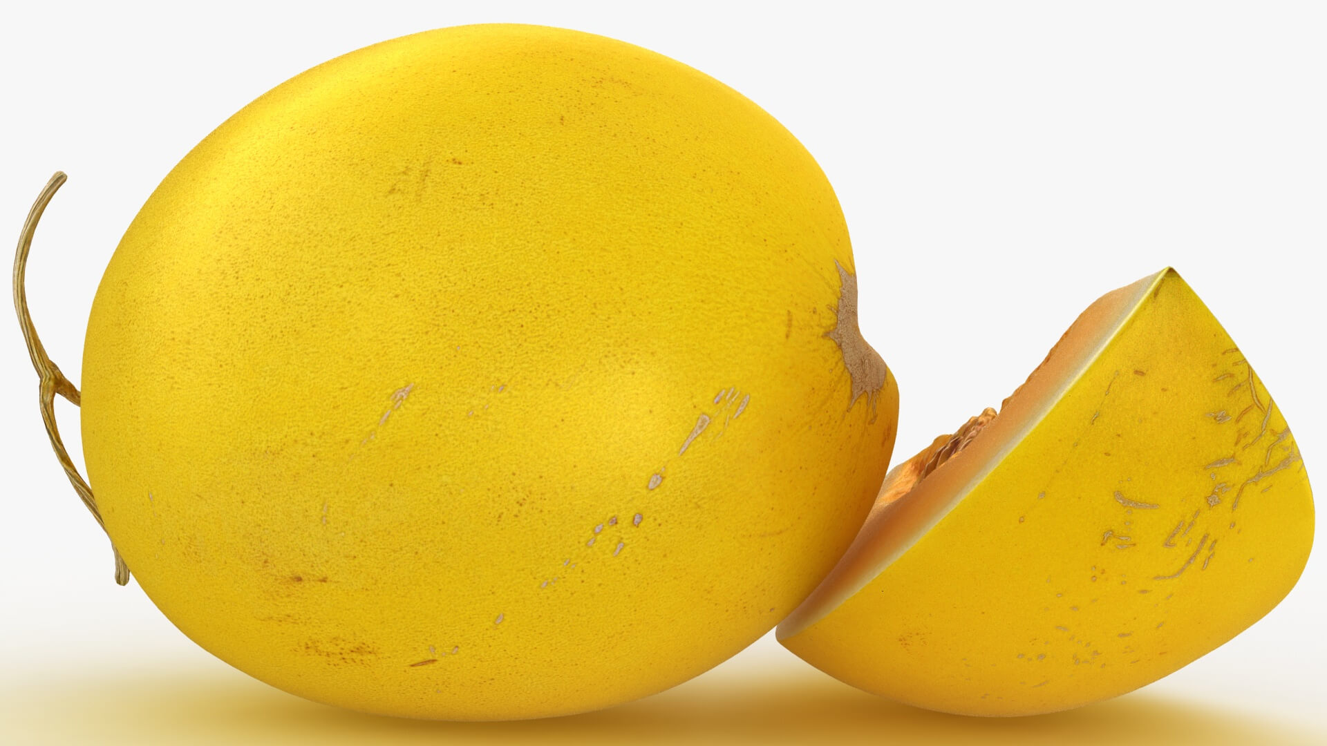 Two Sliced Golden Cantaloupe 3D Model