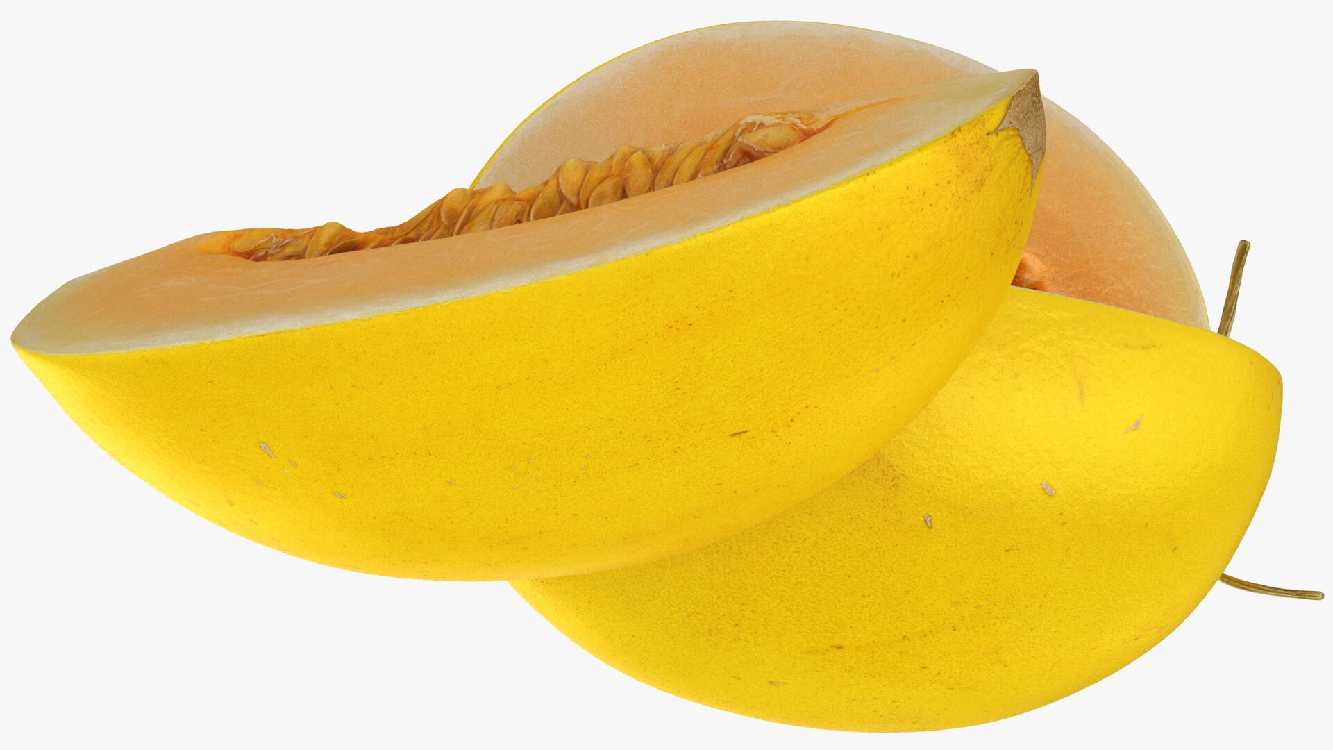 Two Sliced Golden Cantaloupe 3D Model