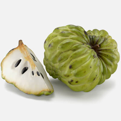 Whole Cherimoya and Slice