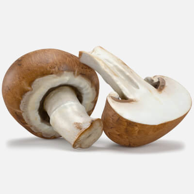 Whole Swiss Brown Mushroom and Half