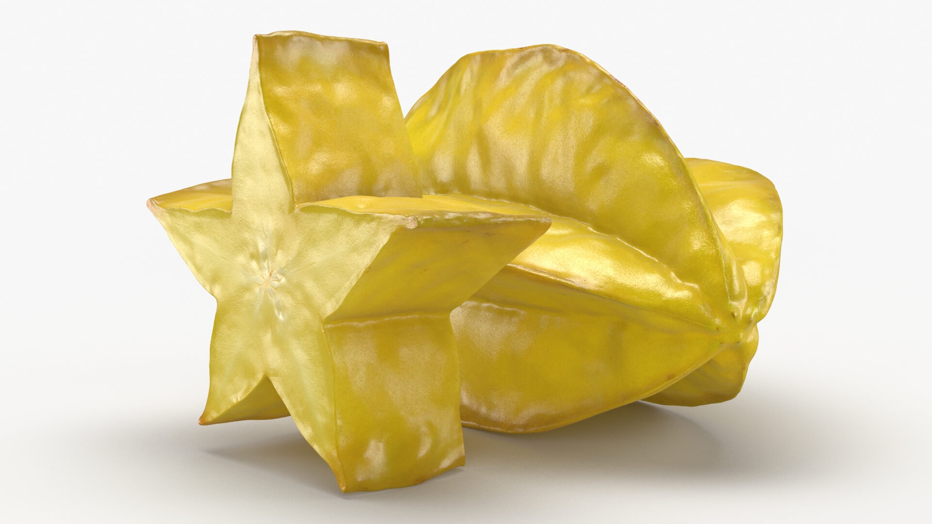 Yellow Star Fruit and Slice 3D Model