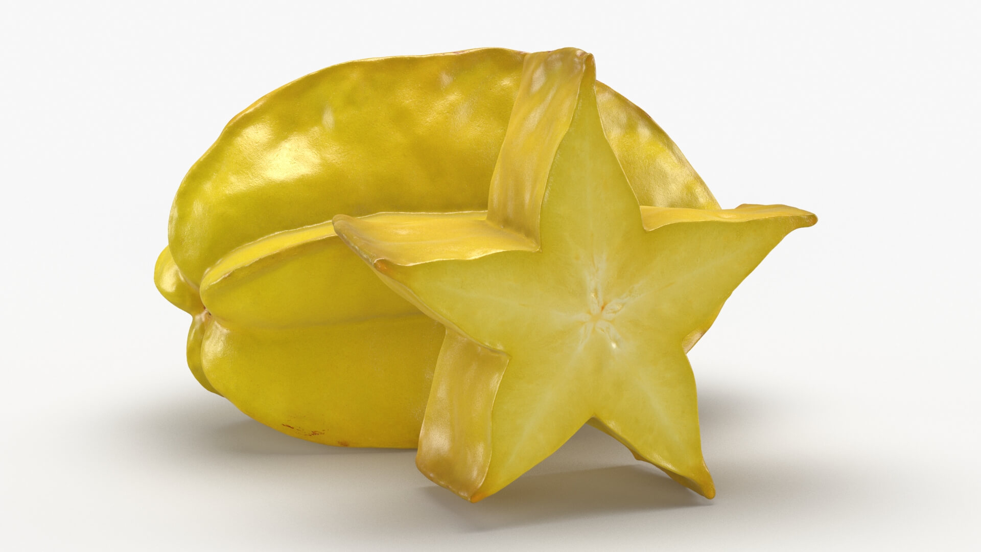 Yellow Star Fruit and Slice 3D Model