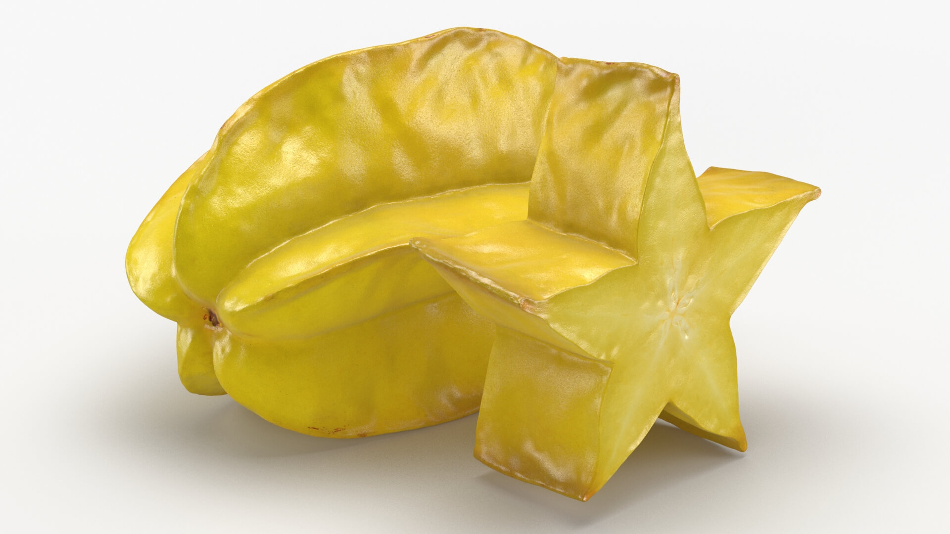 Yellow Star Fruit and Slice 3D Model