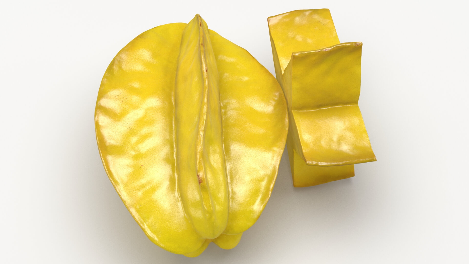 Yellow Star Fruit and Slice 3D Model