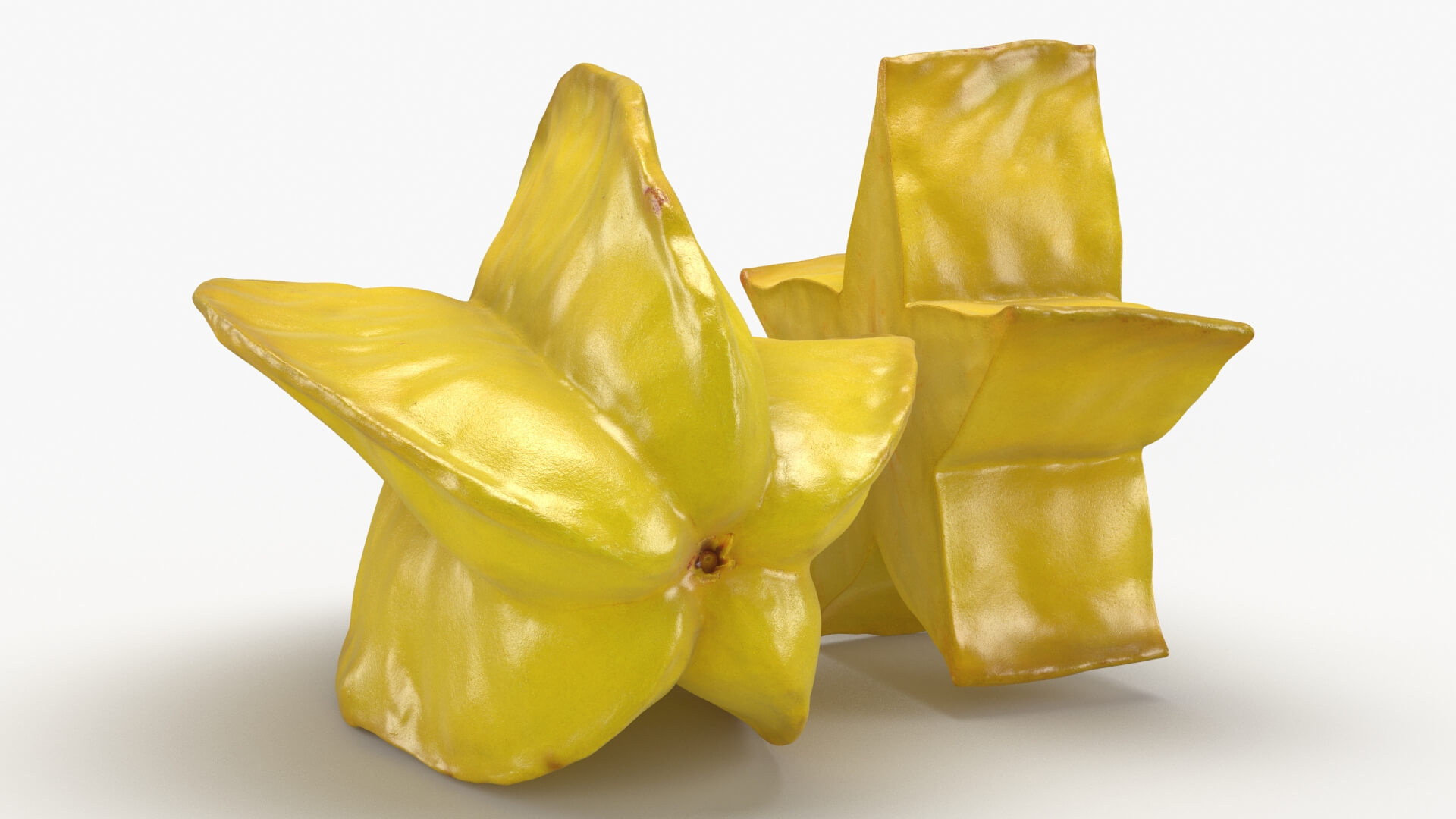 Yellow Star Fruit and Slice 3D Model