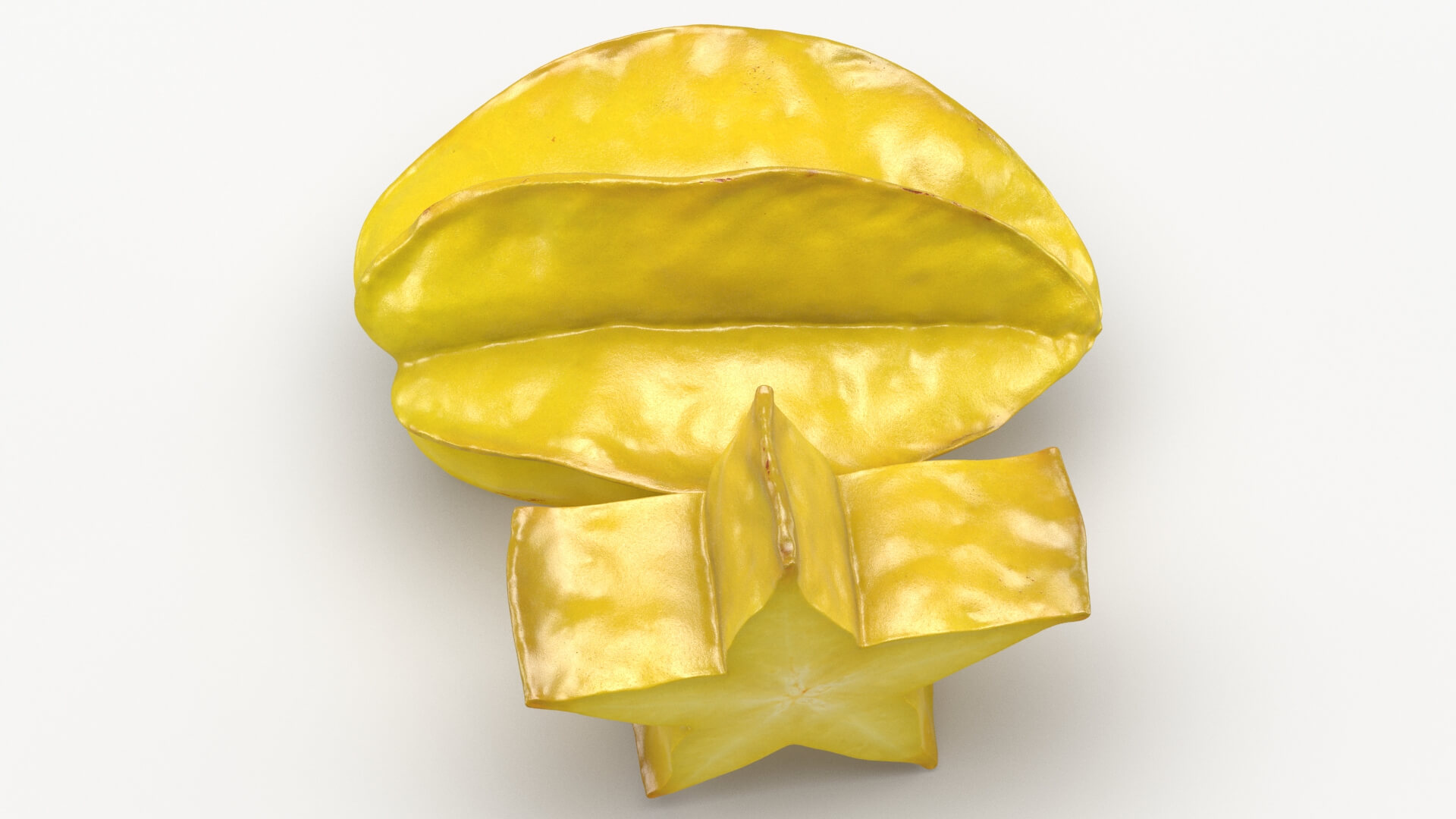 Yellow Star Fruit and Slice 3D Model