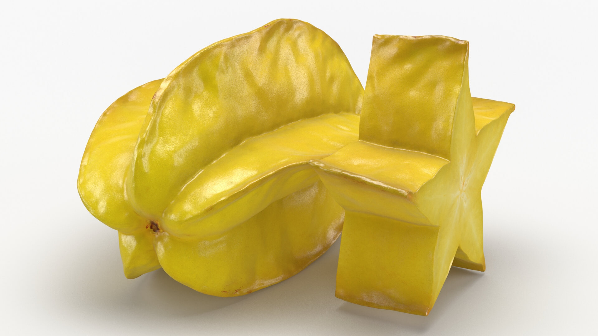 Yellow Star Fruit and Slice 3D Model