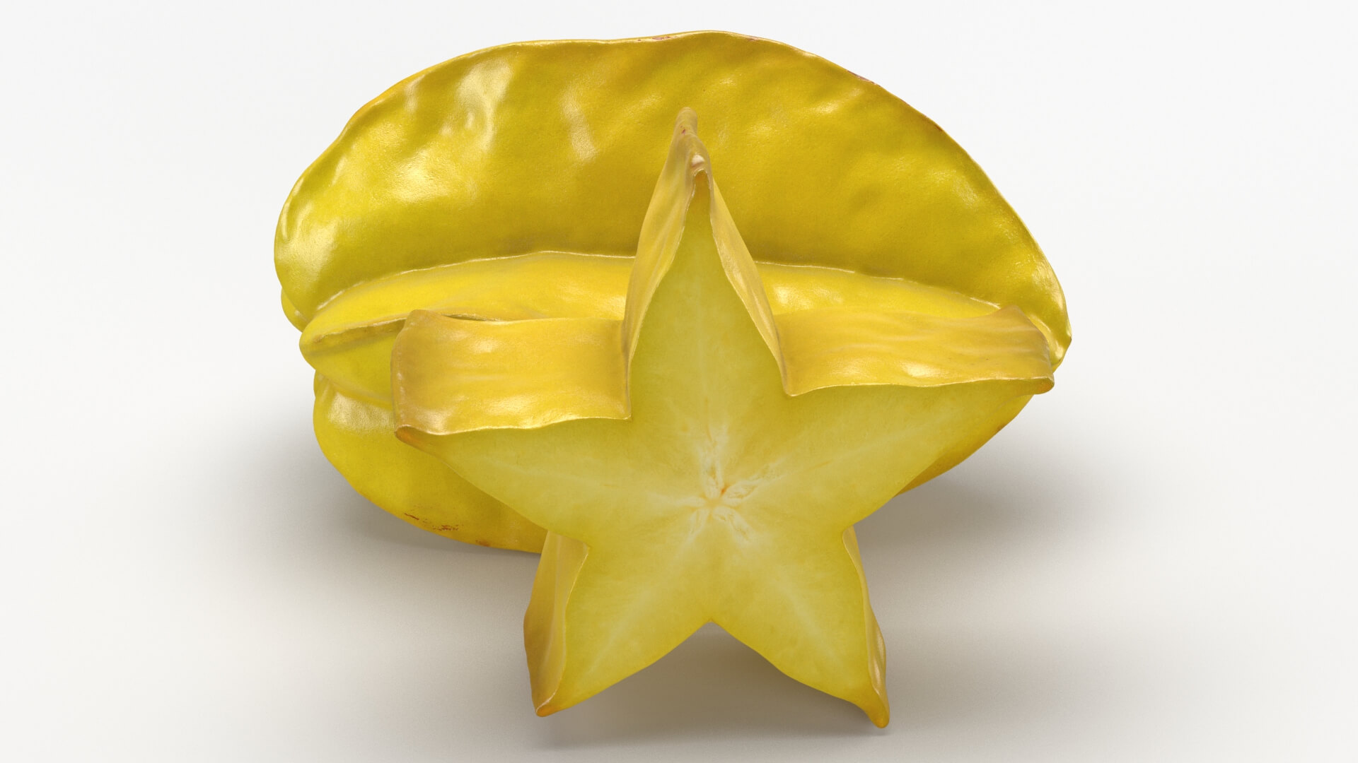 Yellow Star Fruit and Slice 3D Model