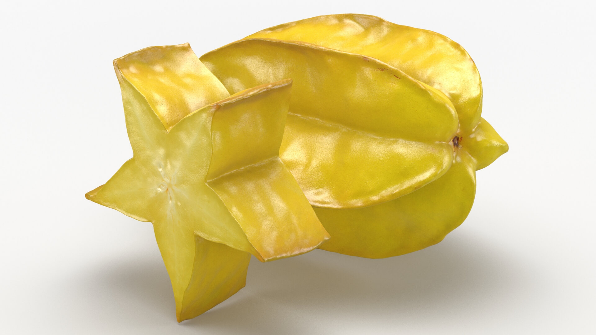 Yellow Star Fruit and Slice 3D Model