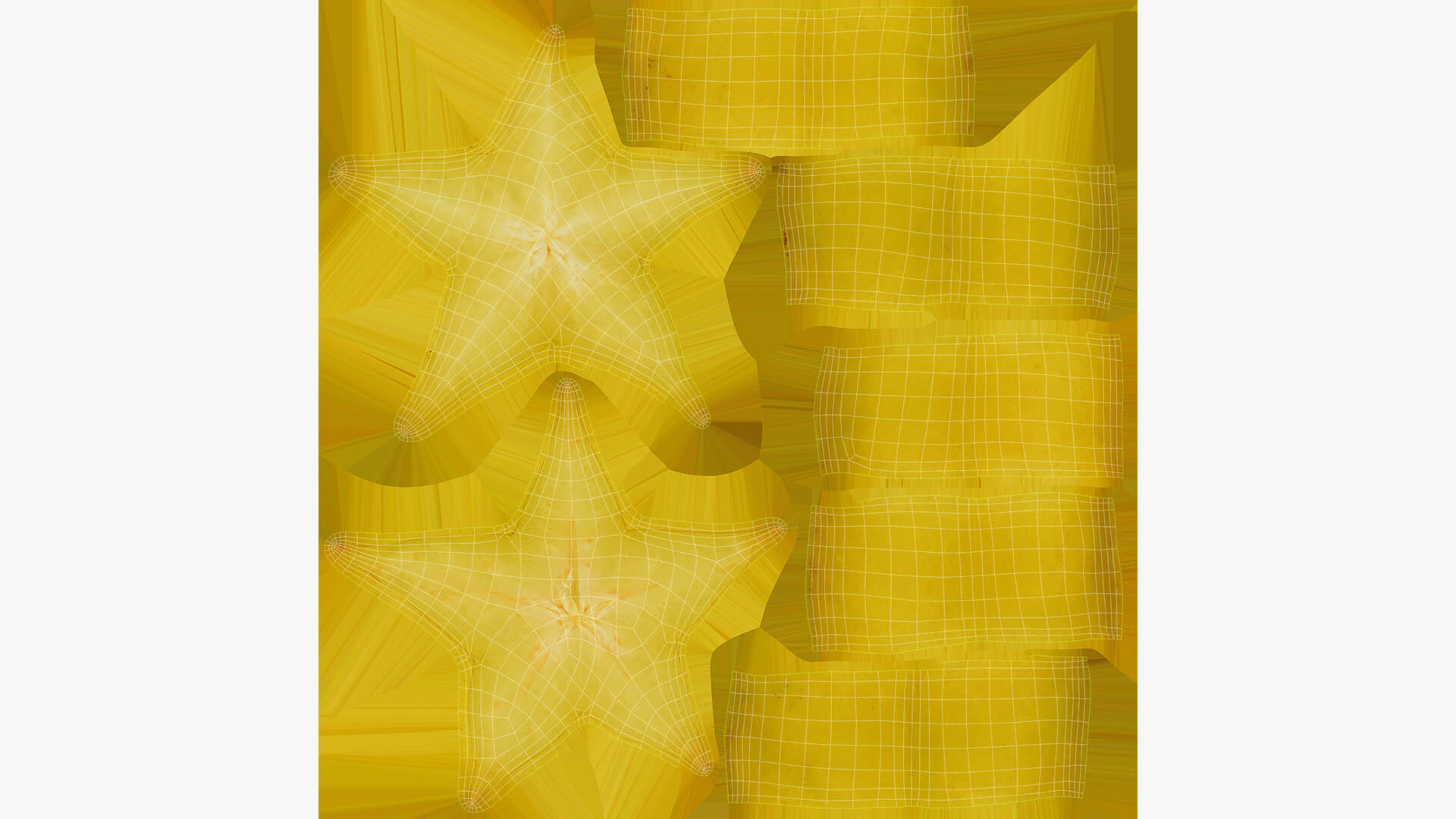 Yellow Star Fruit and Slice 3D Model