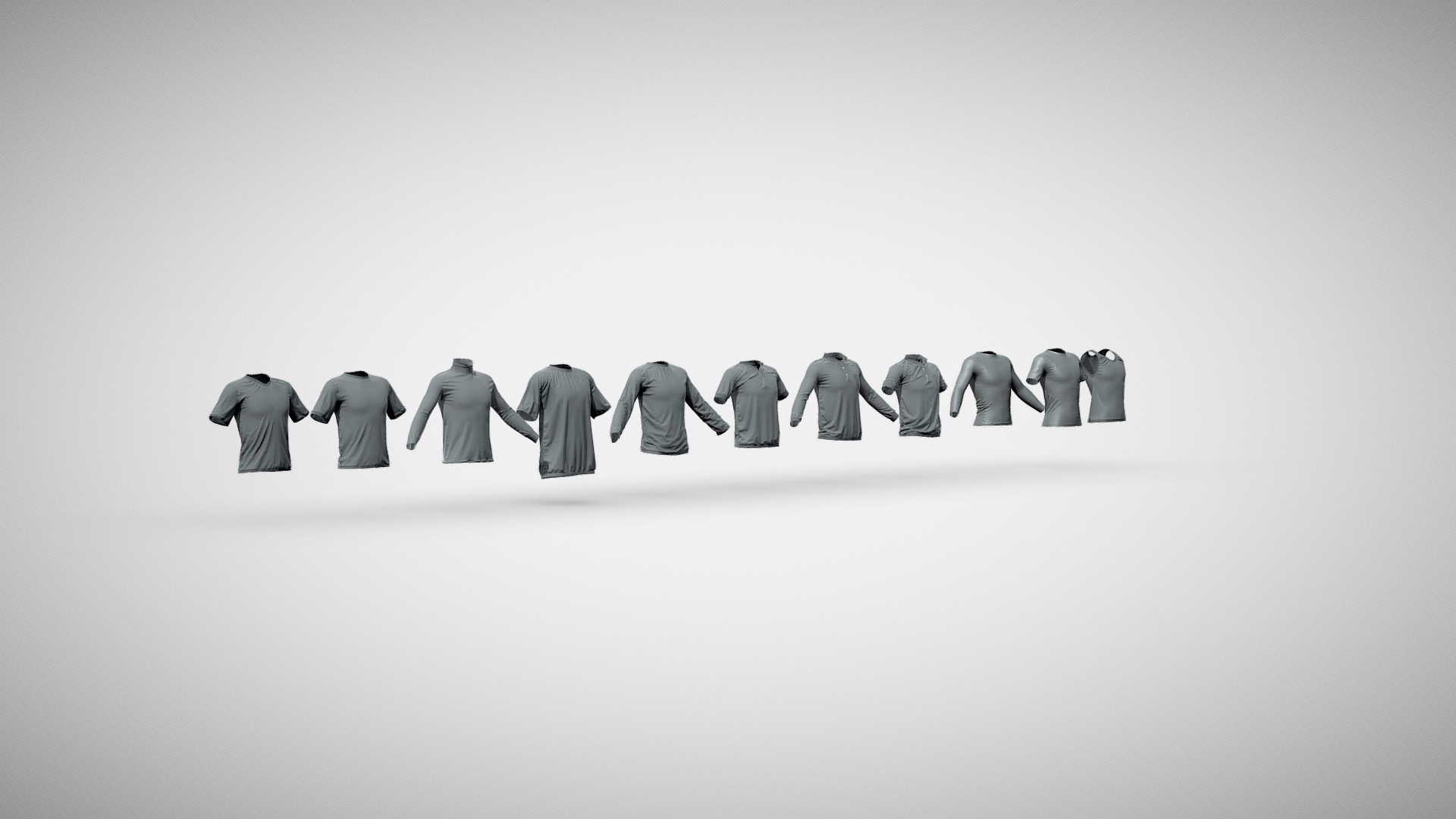 11 Basic LowPoly T-Shirts Pack 3D Model